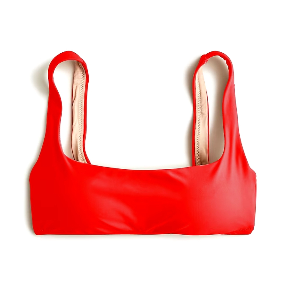 J.Crew square neck full coverage bikini top, xxl, red